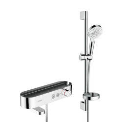 ShowerTablet Select Mitigeur thermostatique bain/douche 400 avec tablette et bec déverseur rotatif, Chrome (24340000)