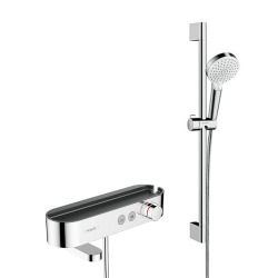 ShowerTablet Select Mitigeur thermostatique bain/douche 400 avec tablette et bec déverseur rotatif, Chrome (24340000)