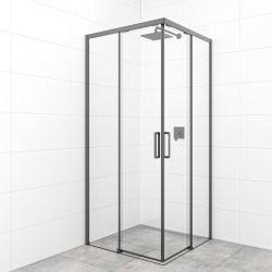 TEX cabine de douche carrée 90x90 cm, deux portes coulissantes, noir (SATTEXQBB90CT)