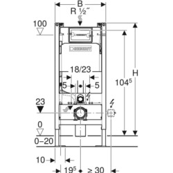 Duofix Bâti-support autoportant pour WC suspendu, 112 cm, avec réservoir à encastrer Delta 12 cm (457.565.00.2)