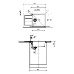 SIRIUS - 2.0 S2D 611-78 Tectonite® Evier à encastrer avec bac XL Blanc  SIRIUS - 2.0 S2D 611-78 Tectonite® Evier à encastrer avec bac XL Blanc