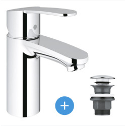 Eurostyle Cosmopolitan Set Mitigeur lavabo Taille S + Bonde clic clac Grohe pour lavabo avec trop-plein (3246820E-CLICCLAC)