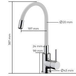 Mitigeur d'évier S-line Pro avec suspension en silicone blanc / chromé SIKOBSLPRO290b