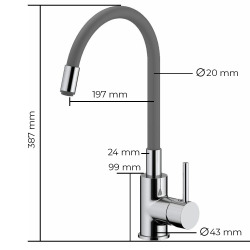 mitigeur cuisine à mémoire de forme, courbe en silicone beige (SIKOBSLPRO290BE)