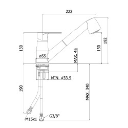  Project mitigeur avec douchette extractible, chrome (SATBSPRO283)
