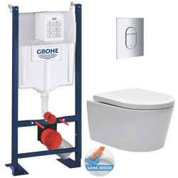 Pack WC Bâti autoportant + WC sans bride SAT + Abattant softclose + Plaque chrome (ProjectSATrimless-5)