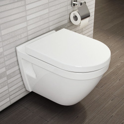 Pack WC Bâti-support Duofix + WC sans bride SAT + Abattant softclose + Plaque blanche + Brosse de toilette grise