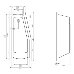  160x70 cm Aneta baignoire bain douche asymétrique en acrylique positionnement gauche, sans pieds, blanc (AN1600LPLUS)