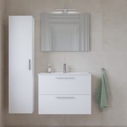 Meuble pour salle de bain avec miroir lavabo et éclairage Led Vitra Mia 79x61x39,5 cm, anthracite brillant (MIASET80A)