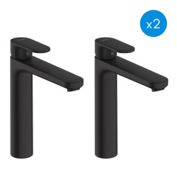 Vernis Blend Lot de 2 mitigeurs de lavabo 190 avec tirette et vidage synthétique, Noir mat (71552670-DUO)