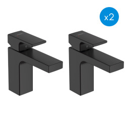 Vernis Shape Mitigeur de lavabo ComfortZone 100 avec tirette et vidage synthétique, Noir mat (71561670)