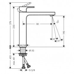 Mitigeur de lavabo 190 sans tirette ni vidage noir mat
