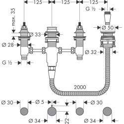  Corps d&apos;encastrement pour combiné mélangeur 4 trous de baignoire (13244180)