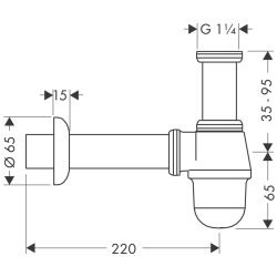  Siphon 1 1/4" à petite tasse, Chrome (55213000)