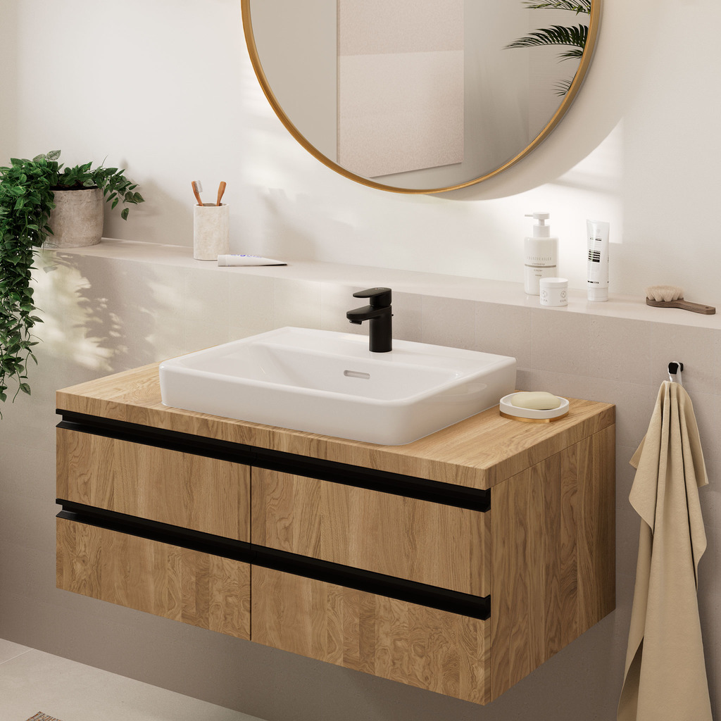 Hansgrohe Vernis Blend Mitigeur de lavabo 70, avec tirette et vidage  synthétique, Noir mat (71550670) - Livea Sanitaire