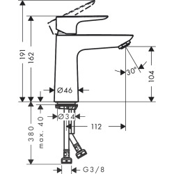 Talis E Mitigeur de lavabo 110, sans tirette ni vidage, noir mat (71712670)  Talis E Mitigeur de lavabo 110, sans tirette ni vidage, noir mat (71712670)