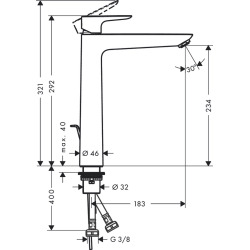  Talis E 240 Mitigeur de lavabo noir mat, avec tirette et vidage (71716670)