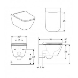 Pack WC Bati-support Geberit Duofix extra-plat + WC sans bride  Geberit Smyle + Abattant softclose + Plaque blanche (SLIM-Smyle-