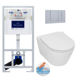Pack WC bâti-support + WC suspendu Vitra S50 + Abattant softclose + Plaque chrome (ViConnectS50-3)