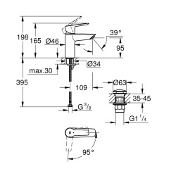 START Mitigeur lavabo taille S, noir mat (235512432)  START Mitigeur lavabo taille S, noir mat (235512432)