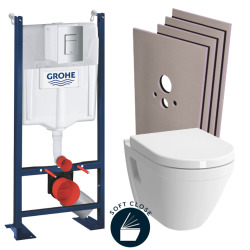 Pack WC Bâti Autoportant + Cuvette Vitra S50 + Abattant soft close + Plaque chrome + Set habillage (ProjectS50softclose-2-sabo)