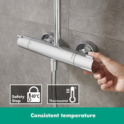 Showerpipe Crometta S 240 Colonne de douche 1jet EcoSmart avec mitigeur thermostatique (27268000)