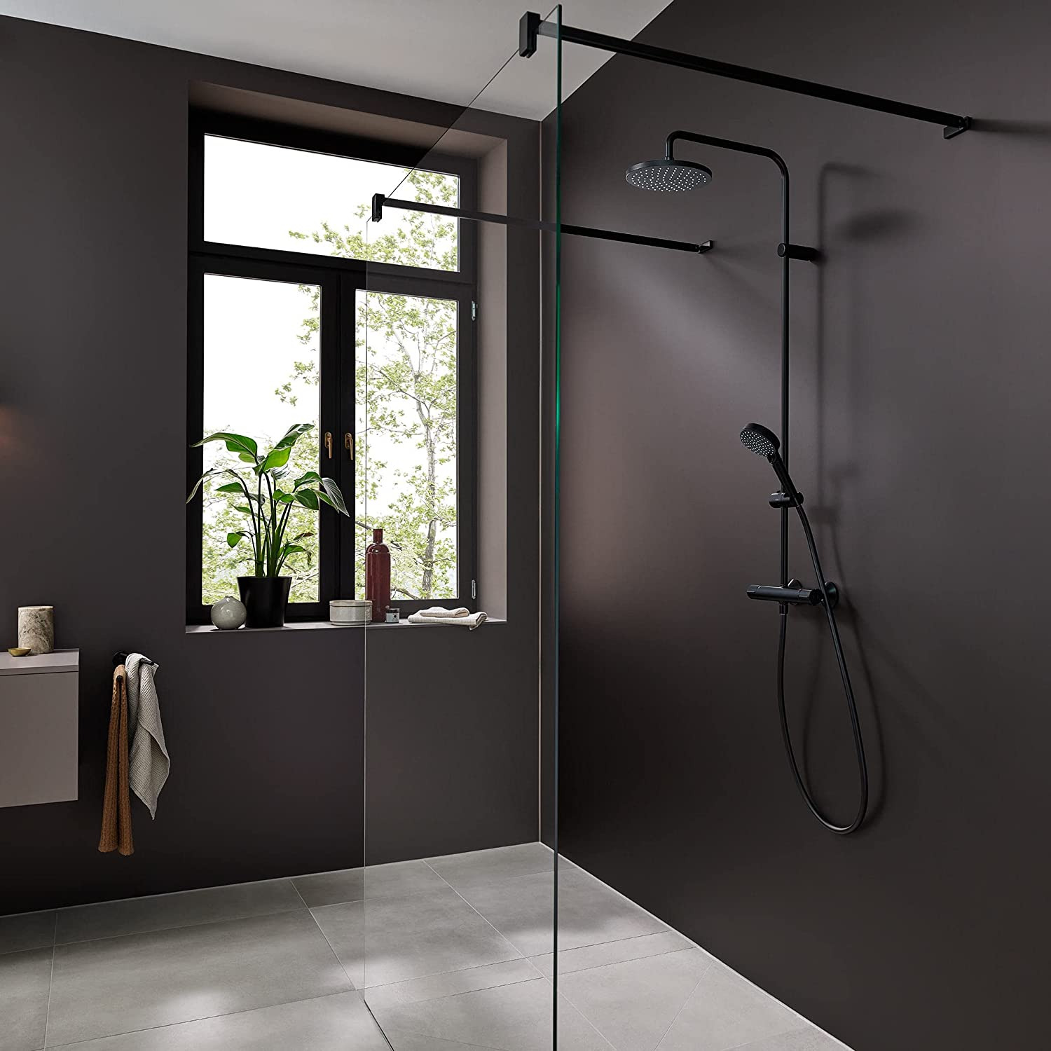 Hansgrohe Vernis Blend Colonne de douche 200 1jet EcoSmart 9 l/min avec  mitigeur thermostatique, Noir mat (26089670) - Livea Sanitaire