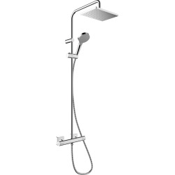 Hansgrohe Vernis Shape Colonne de douche 230 1jet Green 5,7 l/min avec mitigeur thermostatique, Chrome (26319000)