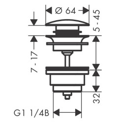 Garniture de vidage Push-Open pour mitigeur de lavabo et de bidet noir mat (50100670)