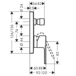 Vernis Shape Set de finition pour mitigeur bain/douche encastré, Noir mat (71468670)  Vernis Shape Set de finition pour mitigeur bain/douche encastré, Noir mat (71468670)