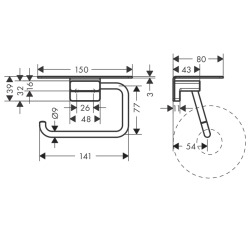  AddStoris Porte-papier WC mural avec tablette, Noir mat (41772670)