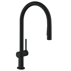 Hansgrohe Talis M54 Mitigeur de cuisine 210, avec douchette extractible 2 jets, Noir mat (72800670)