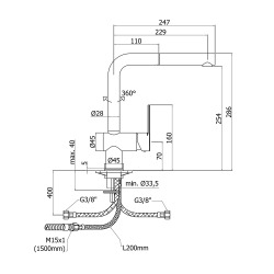  Vallone Mitigeur de cuisine avec douchette extractible, chrome (RIN185)