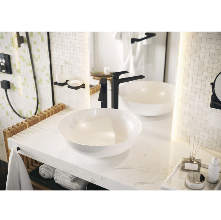 Hansgrohe - Coude de raccordement mural square avec support de douche  chromé fixfit - Distriartisan