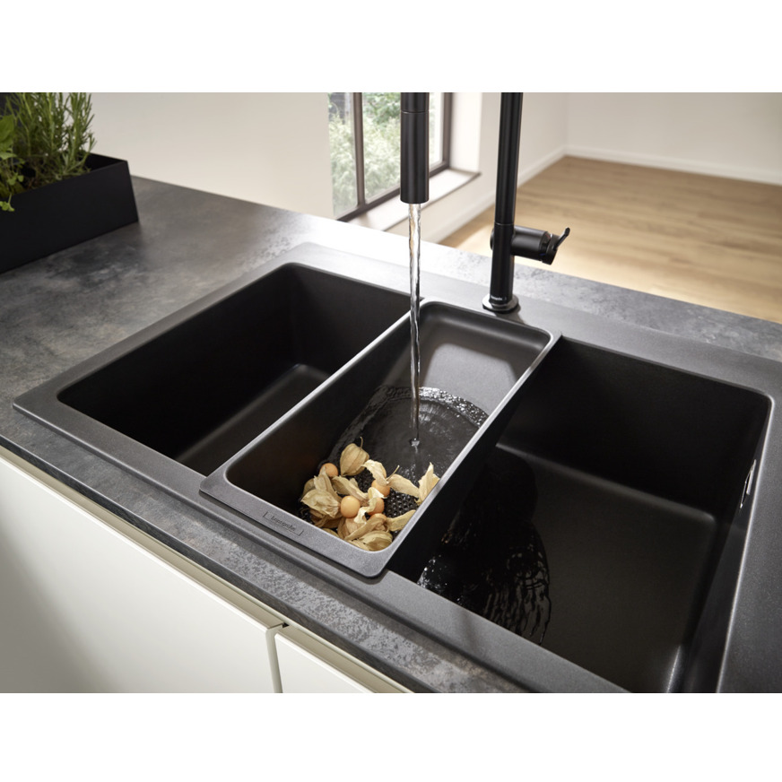 Robinet mitigeur de cuisine 210 douchette extractible et 2 jets noir Talis  M54 Hansgrohe - Habitium®