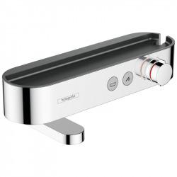 Pack Mitigeur thermostatique bain/douche 400 avec tablette, bec déverseur rotatif + Set de douche 2 jets, Chrome