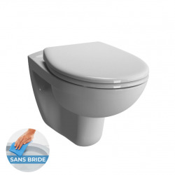 Pack WC Bâti-support Viconnect + WC suspendu Normus + Abattant frein de chute + Plaque chrome mat (ViConnectNormus-3)