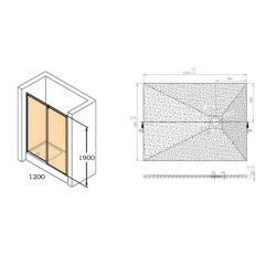 Pack douche Porte coulissante 120cm + Set de douche avec mitigeur Hanshrohe + Receveur Satalek 120x80cm, Noir