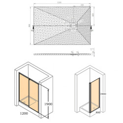 Pack douche Porte coulissante 120cm + Set de douche avec mitigeur Hanshrohe + Receveur Satalek 120x80cm, Noir