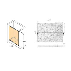 Receveur Satalek 120x80cm, Blanc + Porte de douche 120cm + Set de douche Grohe avec Mitigeur thermostatique, douchette 2 jets