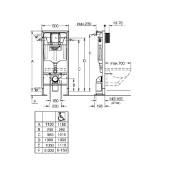  SOLIDO Bâti-support autoportant pour WC, 1,13 M (39981000)