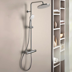 Hansgrohe Croma Select S Colonne de douche avec douche de tête XL 280mm +  Douchette 3 jets + mitigeur thermostatique, Blanc mat (26891700)