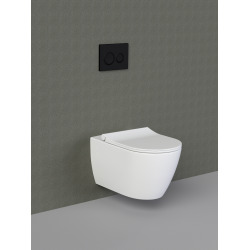 Pack WC Bâti-support autoportant + WC suspendu SAPHO Avva sans bride + Abattant softclose + Plaque blanche (AvvaGebATP-1)