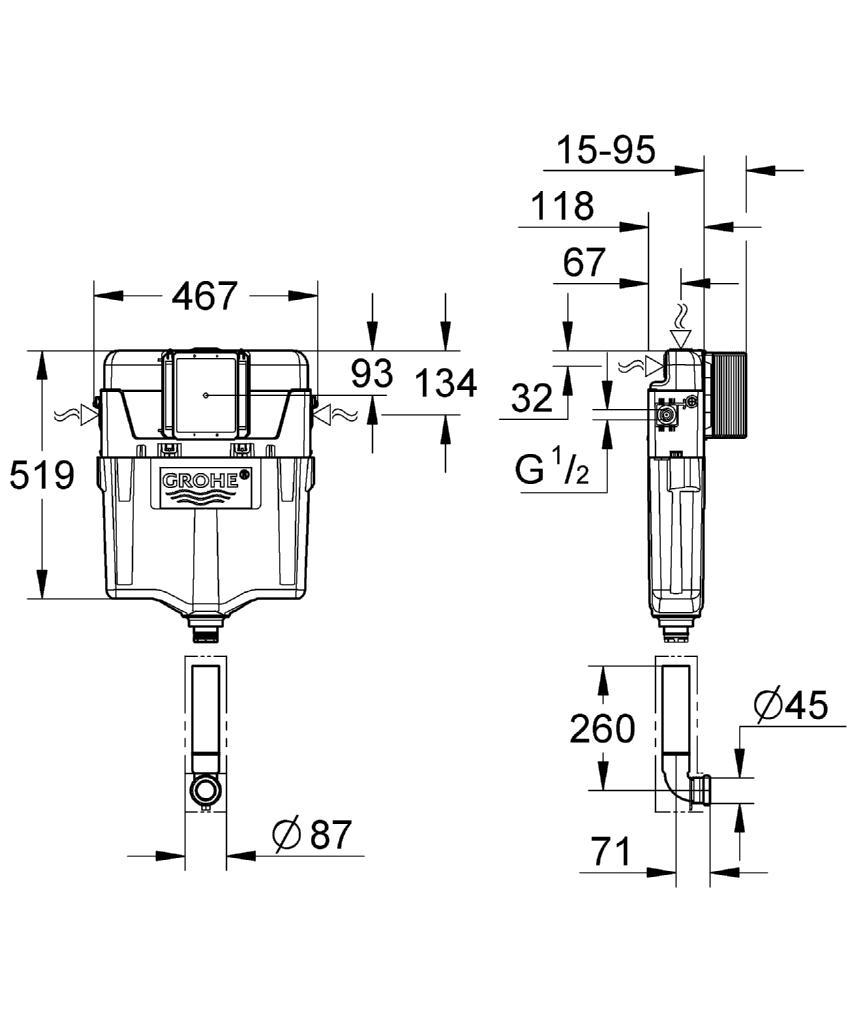 Mécanisme de chasse Grohe