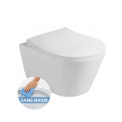 Pack WC Bâti-support Viconnect Pro + WC sans bride Avva + Abattant softclose + Plaque chrome (ViConnectAvva-1)