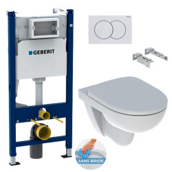 Pack WC Bâti-support Viconnect + WC suspendu Normus + Abattant frein de chute + Plaque chrome mat (ViConnectNormus-3)