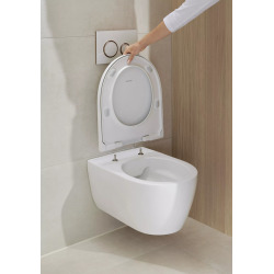 Pack WC Bâti-support Duofix + WC sans bride Smyle + Abattant softclose + Plaque blanche (SmyleGeb1)