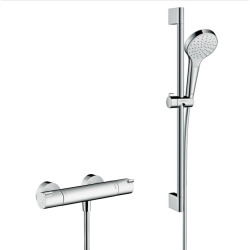 Set de douche Croma Select S 110 1jet / Unica'Crometta 0,65m + Mitigeur thermostatique de Douche, Chrome (13211000-Crometta3)