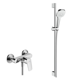 Set de douche Croma Select E 110 Vario / Unica'Croma 0,90m + Mitigeur Monocommande de Douche, Chrome (71600000-CromaSelectE)