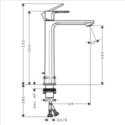 REBRIS S 240 CoolStart Mitigeur Monocommande Lavabo Taille XL, Noir Mat (72580670)